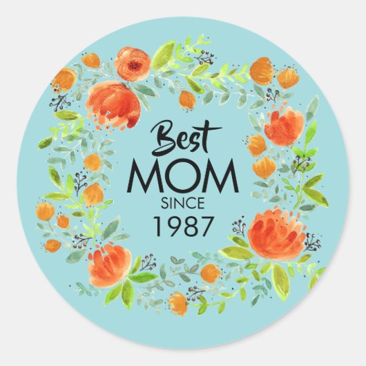 Beste mama sinds Waterverf Floral Stickers (Voorkant)