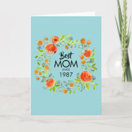 Beste mama sinds Waterverf Floral Wenskaart Kaart