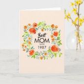 Beste mama sinds Waterverf Floral Wenskaart Kaart (Gele Bloem)