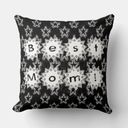Beste mama sterren in Neon White en Black Backgrou Kussen