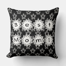 Beste mama sterren in Neon White en Black Backgrou Kussen