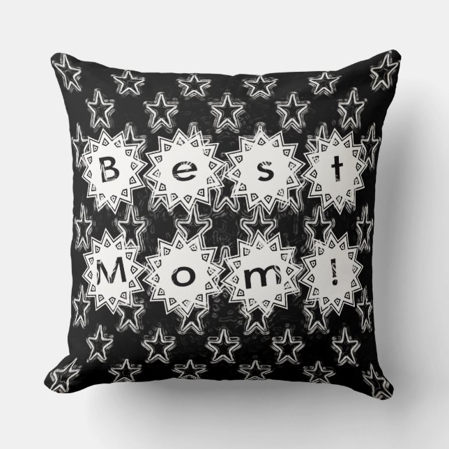 Beste mama sterren in Neon White en Black Backgrou Kussen (Voorkant)