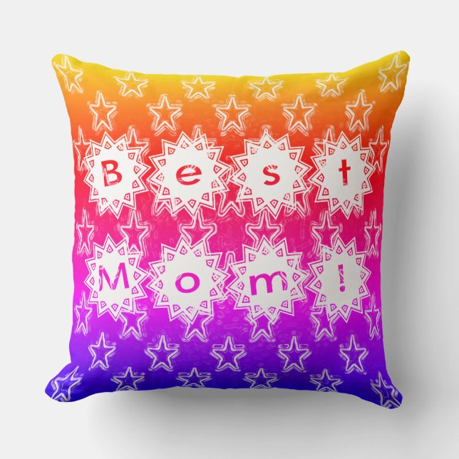Beste mama sterren White Neon en Colorful Backgrou Kussen (Voorkant)