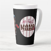 Beste Mama  Stripe Circle Foto Latte Mok (Rechterhoek)