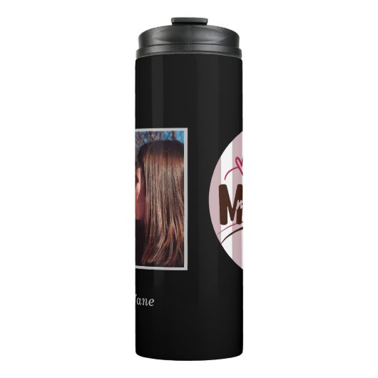 Beste Mama Stripe Circle Foto Thermosbeker (Voorkant)