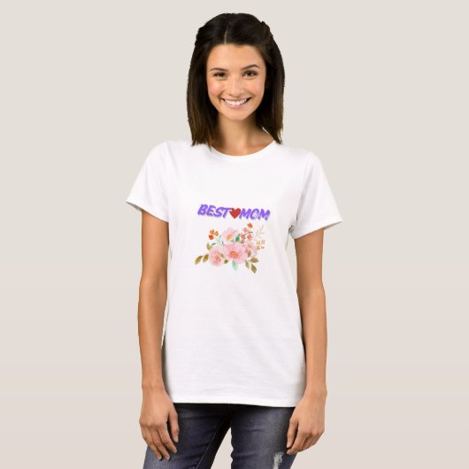 Beste mama / trendy bloemen T-shirt (Voorkant volledig)