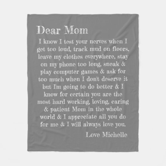 Beste mama Typografie Letter Personalized Fleece Deken (Voorkant)