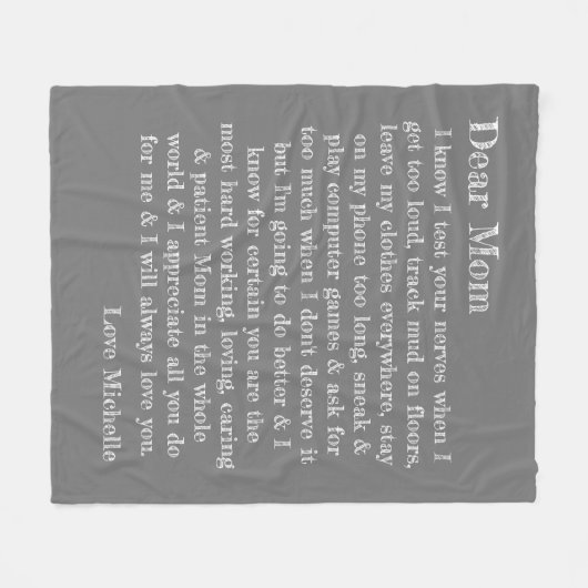 Beste mama Typografie Letter Personalized Fleece Deken (Voorkant (Horizontaal))