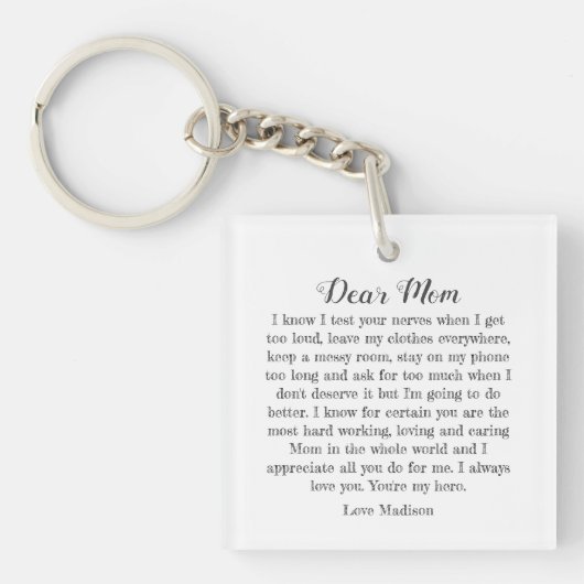 Beste mama Typografie Letter Personalized Sleutelhanger (voorkant)