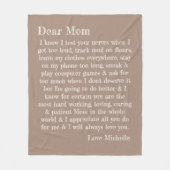 Beste mama Typografie Letter Tan Personalized Fleece Deken (Voorkant)
