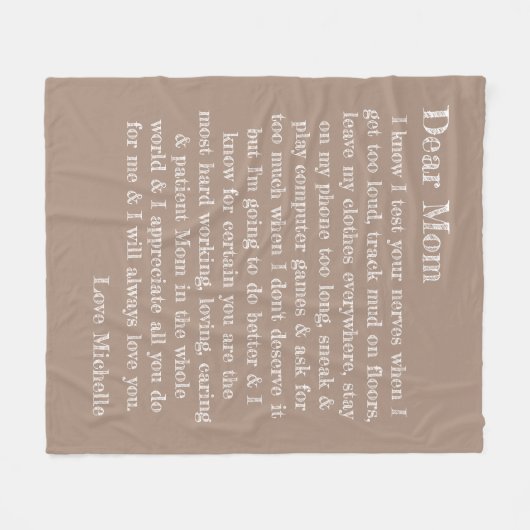Beste mama Typografie Letter Tan Personalized Fleece Deken (Voorkant (Horizontaal))
