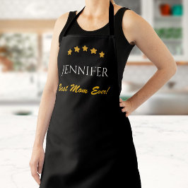 Beste mama vader Chef Custom Text Elegant Black Go Schort