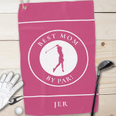 Beste mama van Par Golfer Monogramed Sportroze Golfhanddoek