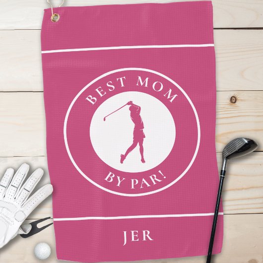 Beste mama van Par Golfer Monogramed Sportroze Golfhanddoek