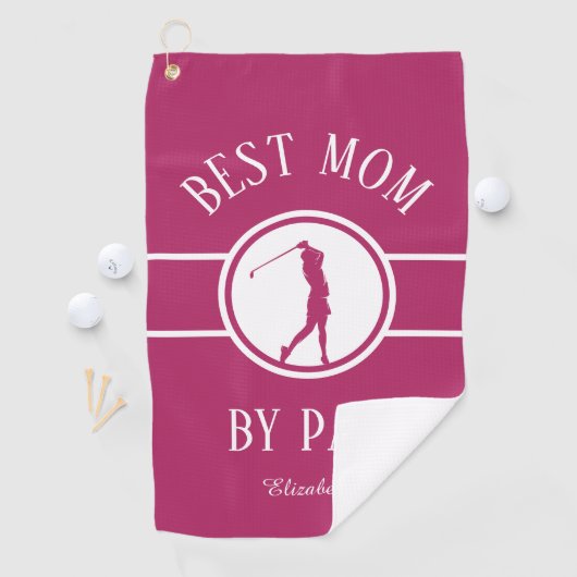 Beste mama van Par Golfer Sportmonogram Weomens Ro Golfhanddoek (Insitu)