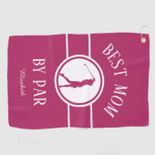 Beste mama van Par Golfer Sportmonogram Weomens Ro Golfhanddoek (Horizontaal)