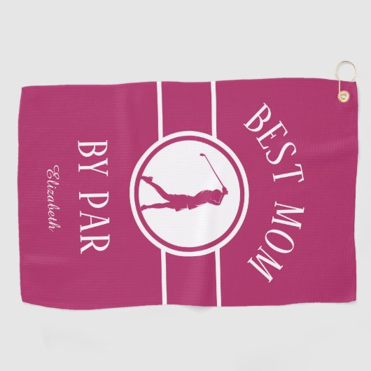 Beste mama van Par Golfer Sportmonogram Weomens Ro Golfhanddoek (Horizontaal)