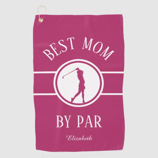 Beste mama van Par Golfer Sportmonogram Weomens Ro Golfhanddoek (Voorkant)