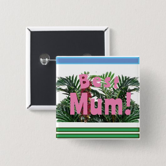 Beste mama! vierkante button 5,1 cm (Voorkant /achterkant)