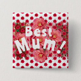 Beste mama! vierkante button 5,1 cm