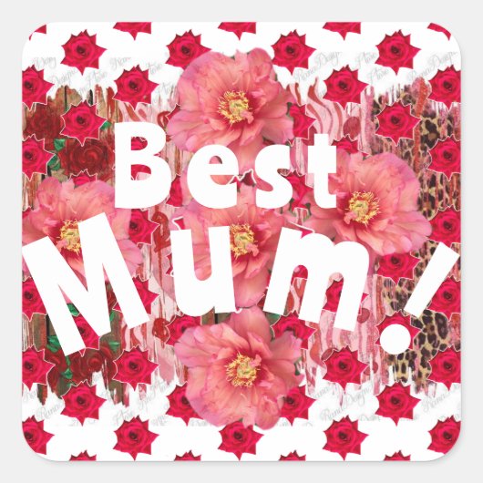 Beste mama! vierkante sticker (Voorkant)