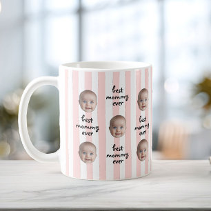Beste Mamma Ooit Cute Strepen Baby Gezicht Foto Koffiemok