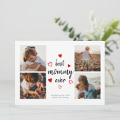 Beste mammie Cute Red Heart Typografie Foto Collag Kaart (Staand voorkant)