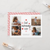 Beste mammie Cute Red Heart Typografie Foto Collag Kaart (Voorkant / Achterkant in situ)