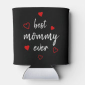 Beste mammie ooit met handgeschreven script rood h blikjeskoeler (Achterkant)