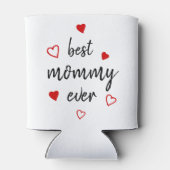 Beste mammie ooit met handgeschreven script rood h blikjeskoeler (Achterkant)
