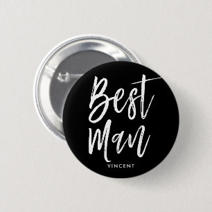 Beste man   Aangepaste bruiloft in Script-stijl Ronde Button 5,7 Cm
