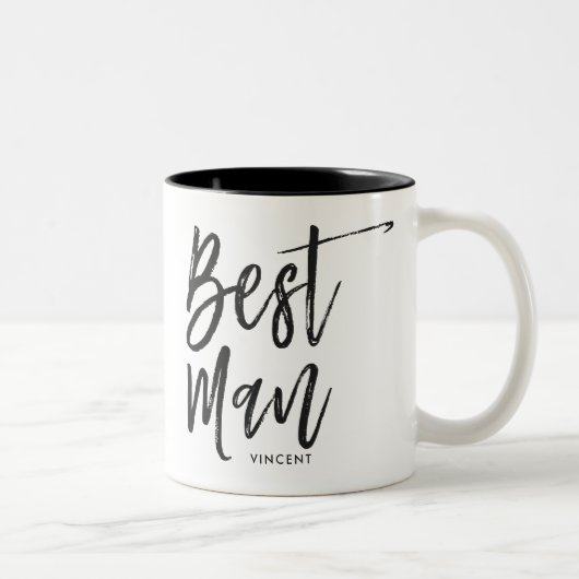Beste man | Aangepaste bruiloft in Script-stijl Tweekleurige Koffiemok (Rechts)