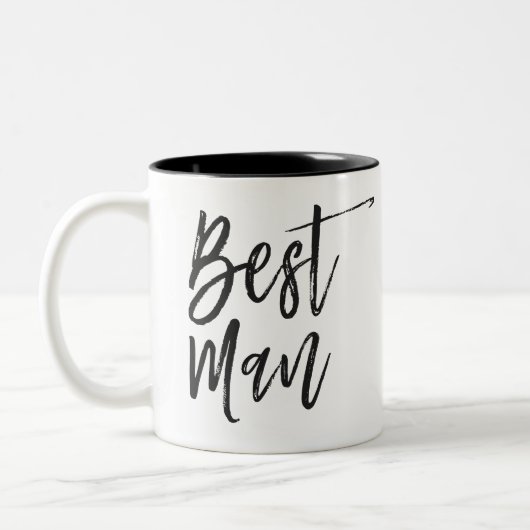 Beste man | Aangepaste bruiloft in Script-stijl Tweekleurige Koffiemok (Links)