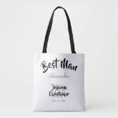 Beste man Black & White Bold Script Name Weddensch Tote Bag (Voorkant)