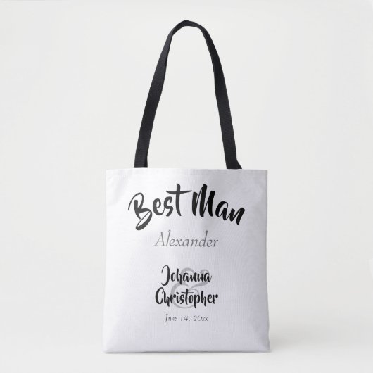 Beste man Black & White Bold Script Name Weddensch Tote Bag (Voorkant)