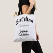 Beste man Black & White Bold Script Name Weddensch Tote Bag (Dichtbij)