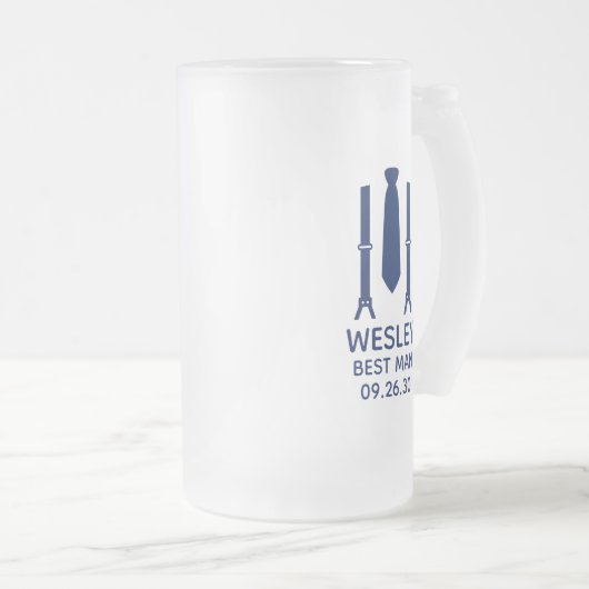 Beste Man Blauwe Das Matglas Bierpul (Voorkant rechts)