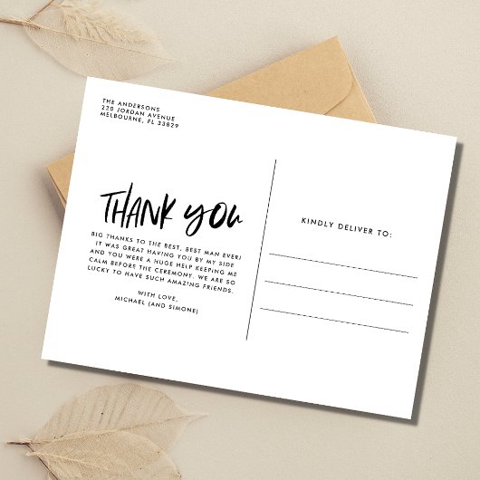 Beste man bruiloft foto dank u briefkaart