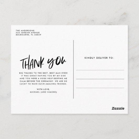 Beste man bruiloft foto dank u briefkaart (Achterkant)