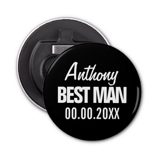 Beste Man bruiloft gunst voor groomsmen aangepaste Button Flesopener (Voorkant)