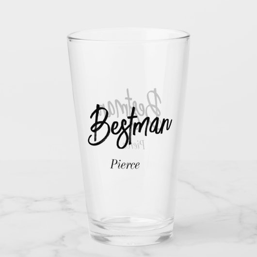Beste Man Bruiloft Zwart Wit Groomsman Glas (Voorkant)