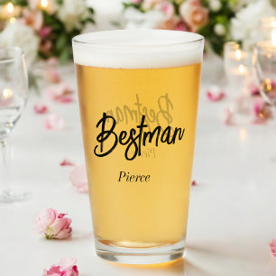 Beste Man Bruiloft Zwart Wit Groomsman Glas