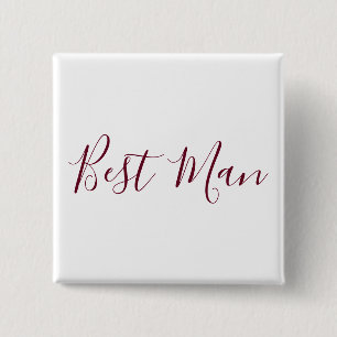 Beste Man Burgundy en White Vierkante Button 5,1 Cm