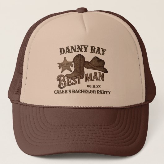 Beste Man Cowboy Westerne vrijgezellenfeest Trucker Pet (Voorkant)