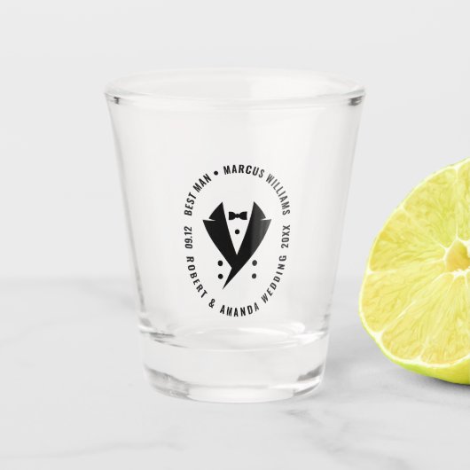 Beste man Elegant Tuxedo bruiloft Shot Glas (Voorkant)