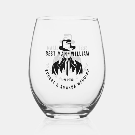 Beste man Elegant Tuxedo bruiloft Wijnglas Zonder Voet (Voorkant)