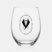 Beste man Elegant Tuxedo bruiloft Wijnglas Zonder Voet (Voorkant)