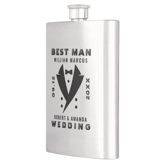 Beste Man Elegant Tuxedo Zwart Typografie Bruiloft Flacon (Links)