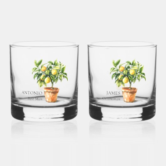 Beste Man en Groomsmen Lemon Thema Bruiloft Party Whisky Glas (Voorkant)