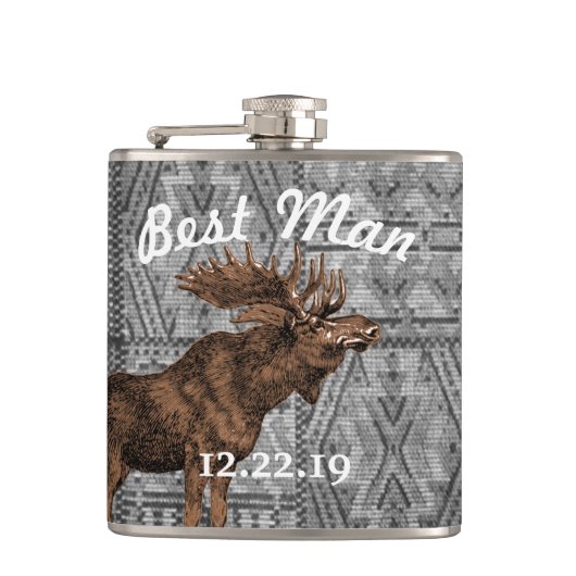 Beste Man Flask  Moose Tribal Pattern Heupfles (Voorkant)